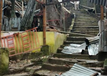 Salah satu bagian bangunan di pemandian Bah Damanik, Kecamatan Sidamanik, yang diobrak-abrik sekelompok orang. (Foto: Wahanainfo.com)