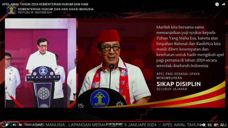 Menkumham Yasonna Laoly menyampaikan arahan kepada seluruh jajarannya