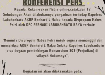 Konferensi Pers Himpunan Mahasiswa Hukum Indonesia DPC Labuhan Batu Raya Terkait Pengaduan Terhadap Kapolres Labuhan Batu