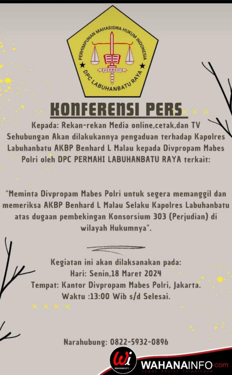 Konferensi Pers Himpunan Mahasiswa Hukum Indonesia DPC Labuhan Batu Raya Terkait Pengaduan Terhadap Kapolres Labuhan Batu
