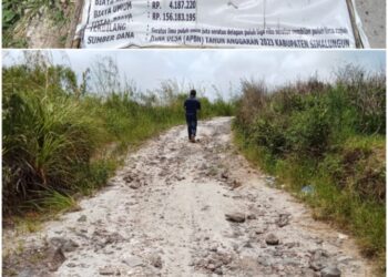 Kondisi proyek perkerasan Telford yang terlihat sudah kopak kapik